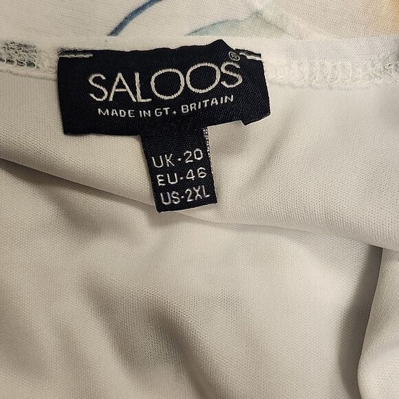 BRAND NEW SALOOS SHORT SLEEVE FLORAL PRINT DESIGN WOMEN'S BLOUSE - Picture 11 of 11